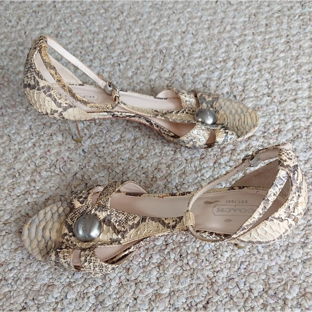 Coach Hellena Snake Python Sandals Size 8.5b - image 5